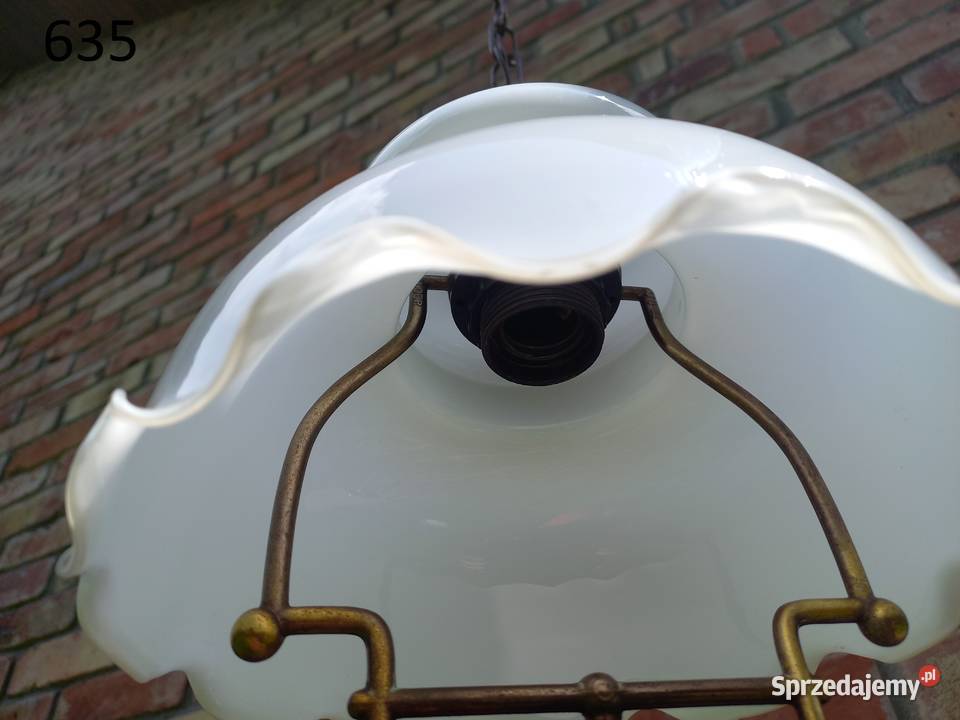 Żyrandol drewniany holenderski Szklany klosz Gawroniec