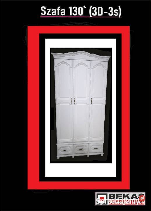 Biała Trzydrzwiowa Duża Szafa 133 3D3s Biały Dąb 122cm Grójec