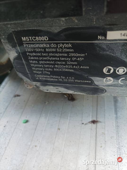 Maszyna do cięcia płytek ceramicznych na mokro Pozostałe mazowieckie Sterdyń