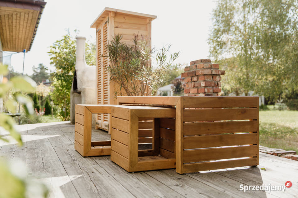 Meble ogrodowe drewniane tarasowe nieskładane Kalety