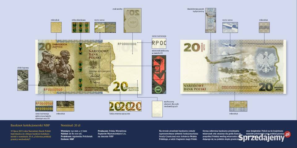 50 sztuk banknot kolekcjonerski Ochrona granicy podkarpackie