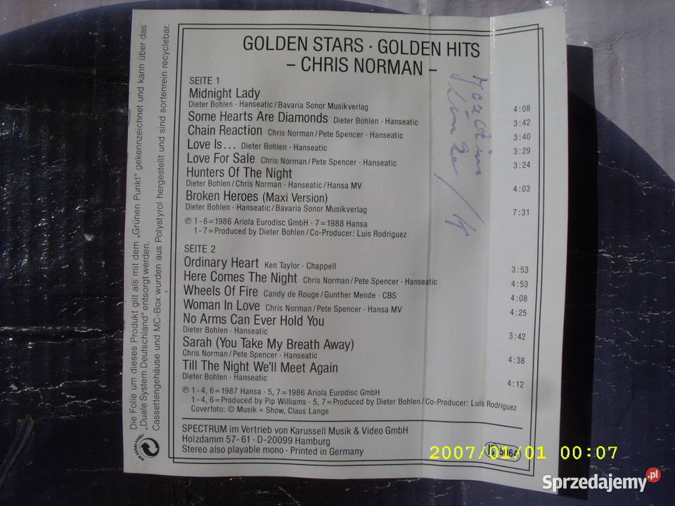Rock kas GOLDEN STARSCHRIS NORMAN Płyty i kasety dolnośląskie Wołów