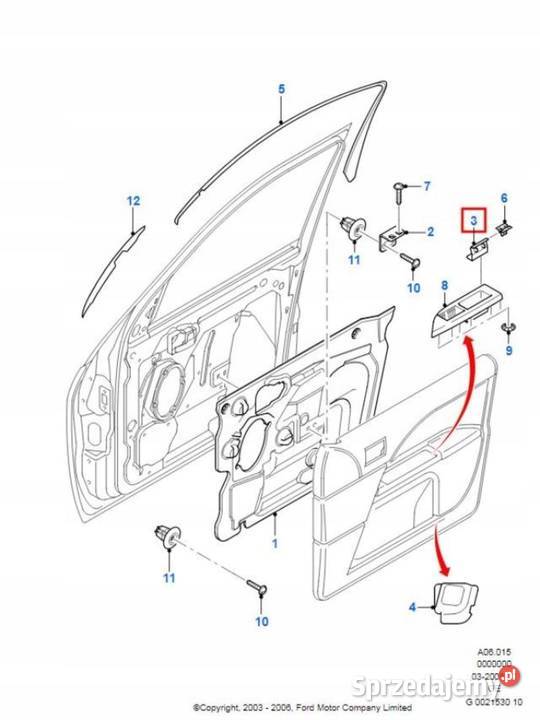 ZAŚLEPKA DRZWI PRZÓD FORD MONDEO 0007 1224988 sprzedam
