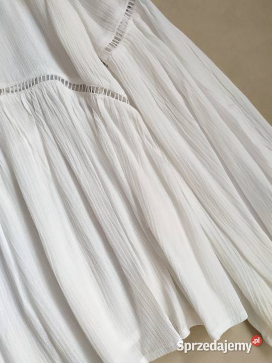Bluzka biała z długim rękawem zwiewna 36 S Rozmiar 36(S) zachodniopomorskie sprzedam