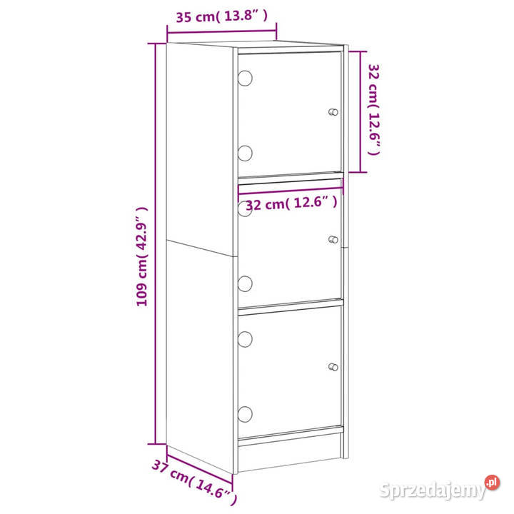 Szafka ze szklanymi drzwiami biała 35x37x109 Warszawa