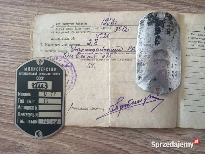 M72 z wózkiem bocznym M72 1953 r Motocykle na części Bydgoszcz
