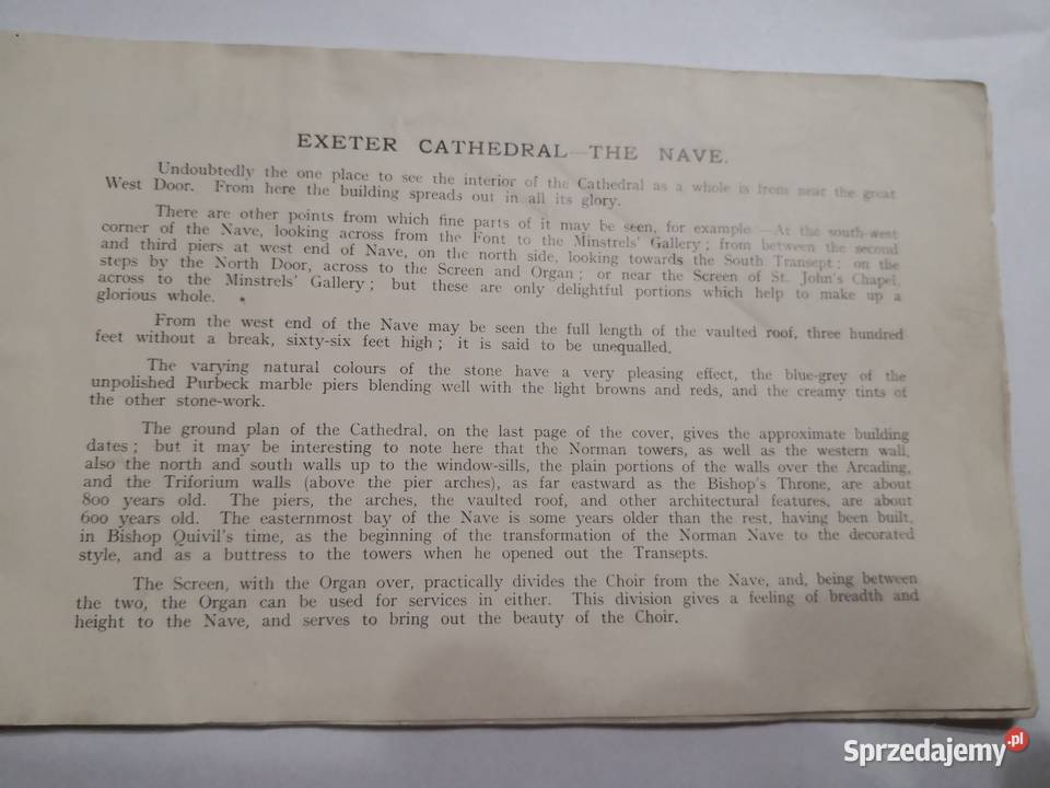 Książeczka o katedrze w Exeter z 1928 roku Antykwariat Częstochowa sprzedam