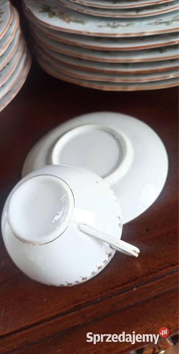 Filiżanka na spodku Przepiękny dekor rożyczek na Gdańsk sprzedam