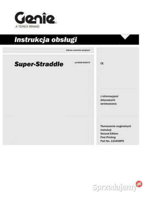 Genie CE super straddle podnośnik DTR wysyłka Kielce