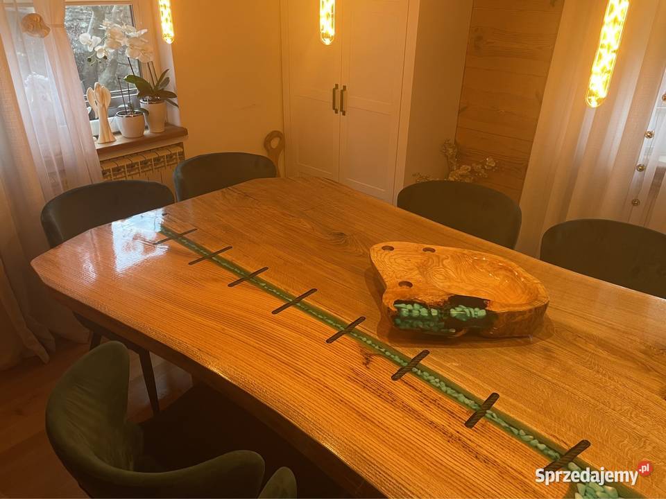 Stół dąb 315x135x7 monolit live edge 79cm Przysucha