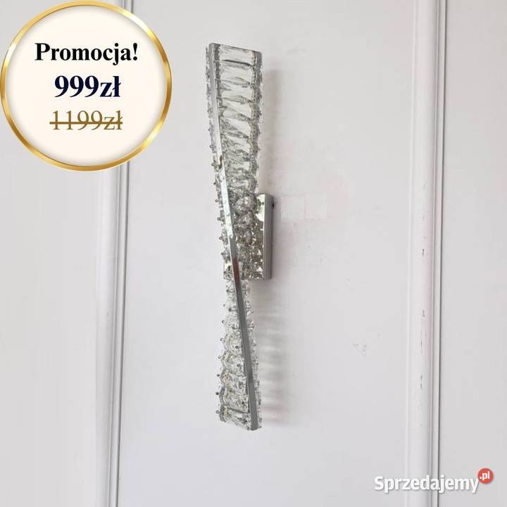 Kinkiet kryształowy podłużny srebrny CRYSTAL Warszawa