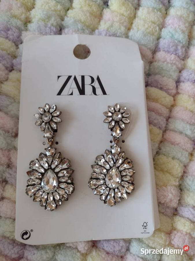 ZARA Bogato zdobione cyrkoniami kolczyki ślubne Kolczyki