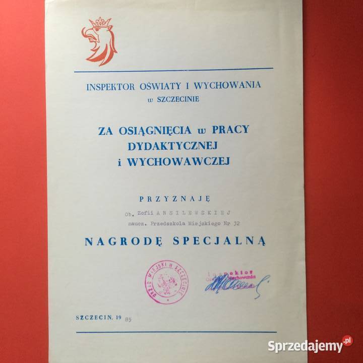 1842 Przyznanie Nagrody Specjalnej Ansilewska Antykwariat