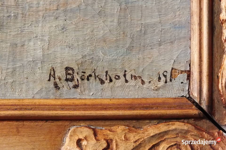 Antyczny obraz olejny 1912 Anders Bjrkholm dolnośląskie Lubin