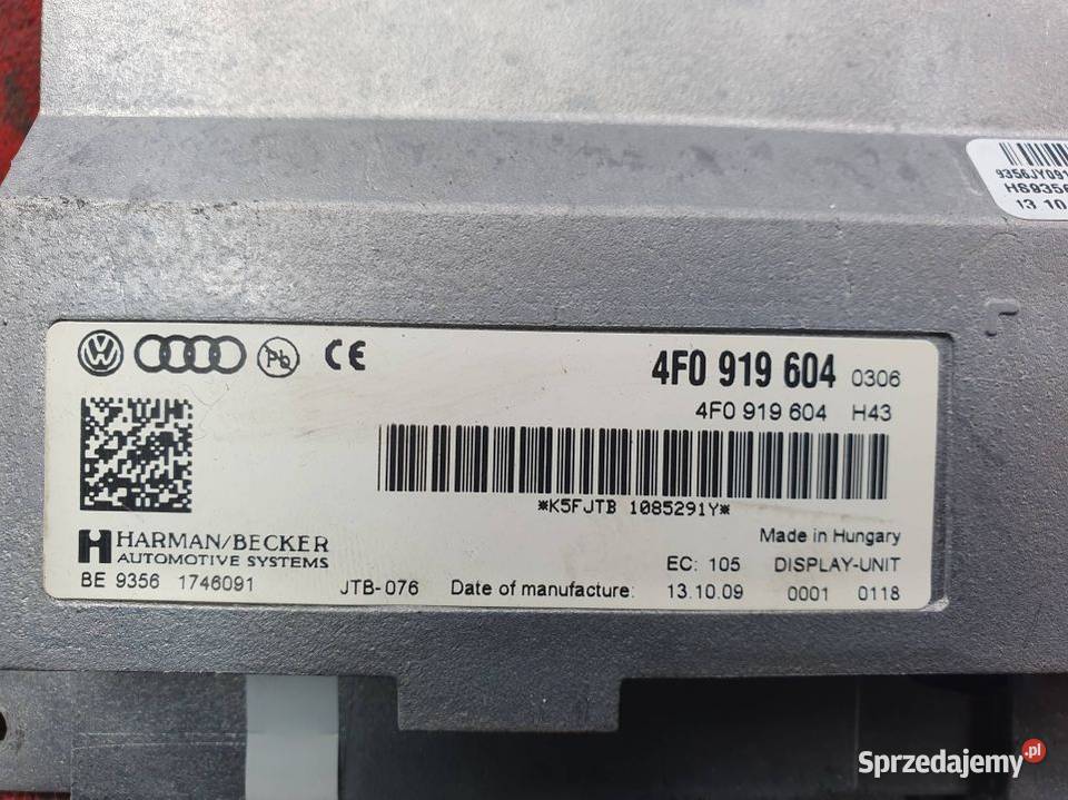 WYŚWIETLACZ PANEL AUDI A6 C6 4F0919604 LIFT