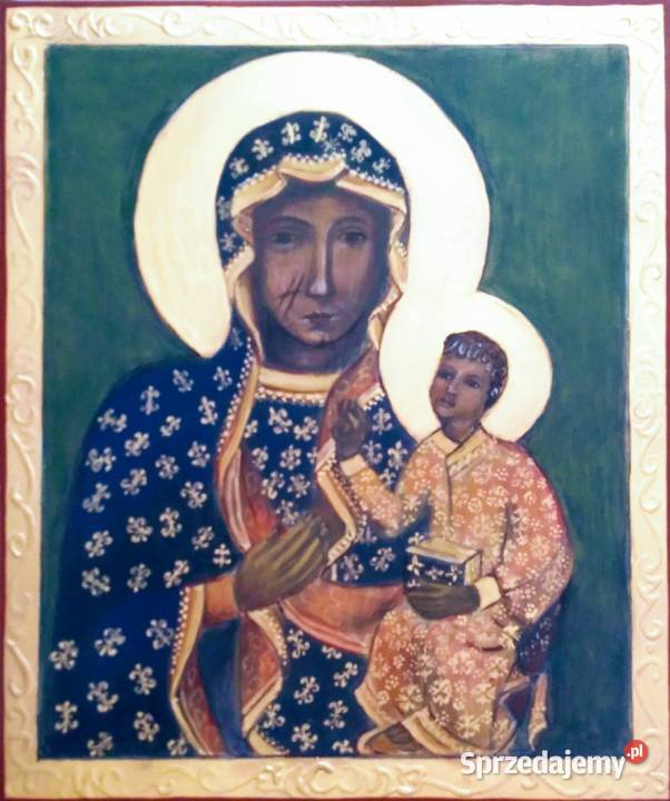 Ikona pisana Matka Boża Częstochowska 30x25 sprzedam