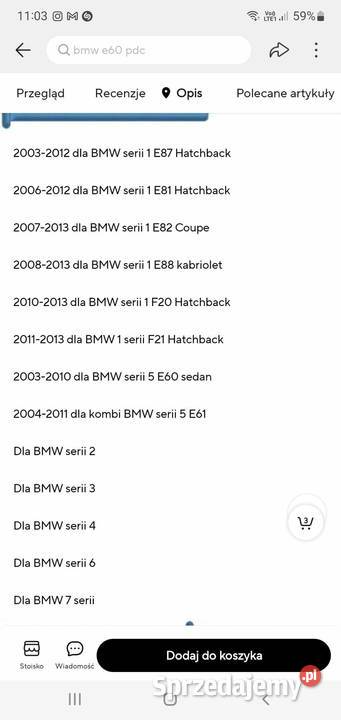 Czujniki parkowania bmw e46 e39 Nowe komplet Krosno