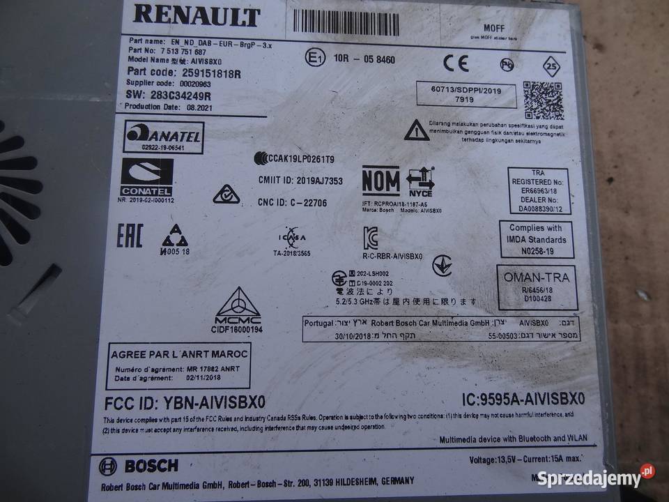 RADIO NAWIGACJA RENAULT CLIO V 259151818R osobowe