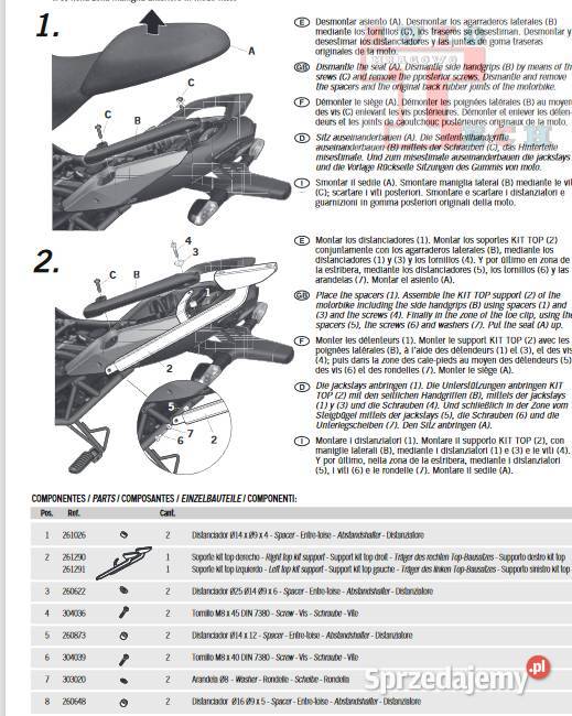 KAWASAKI VERSYS 650 STELAŻ KUFER 45L NIEBIESKI Akcesoria Mrągowo
