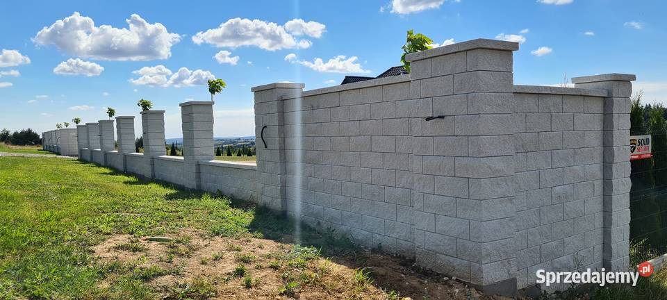 OGRODZENIE ŁUPANE bloczek betonowy łupany JONIEC Architektura ogrodowa Gorzyce