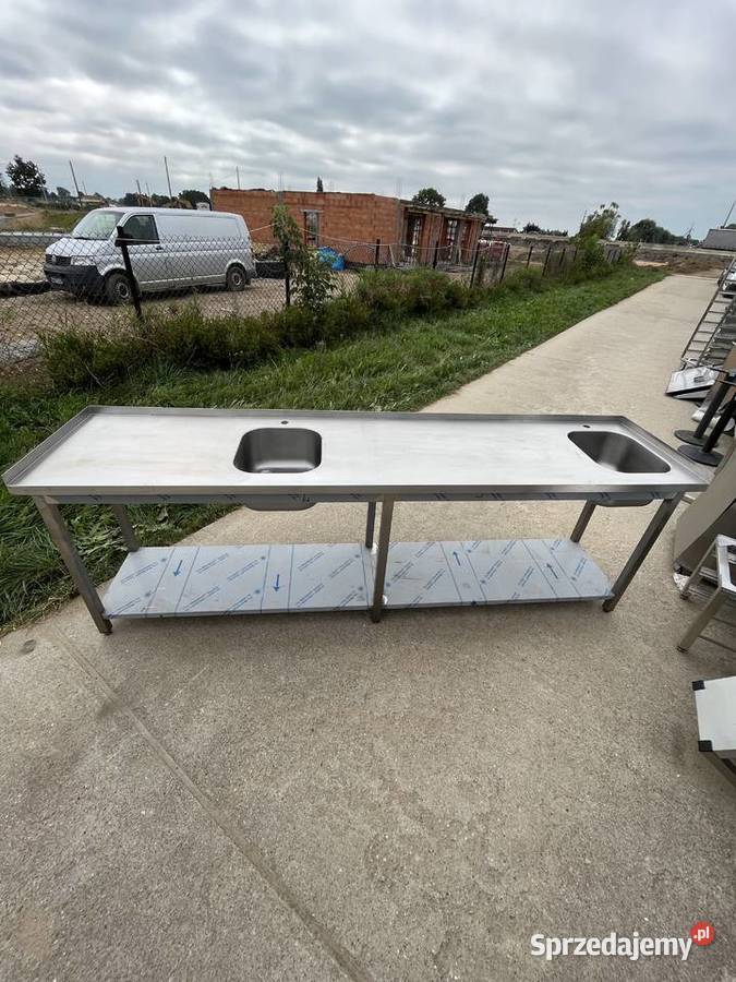 Stół roboczy z dwoma zlewami i półką 263x60x90 Gastronomia Kazuń Polski
