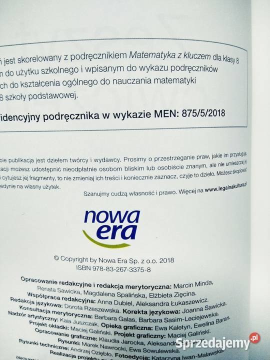 Matematyka z kluczem 8 ćwiczenia szkolne mazowieckie sprzedam