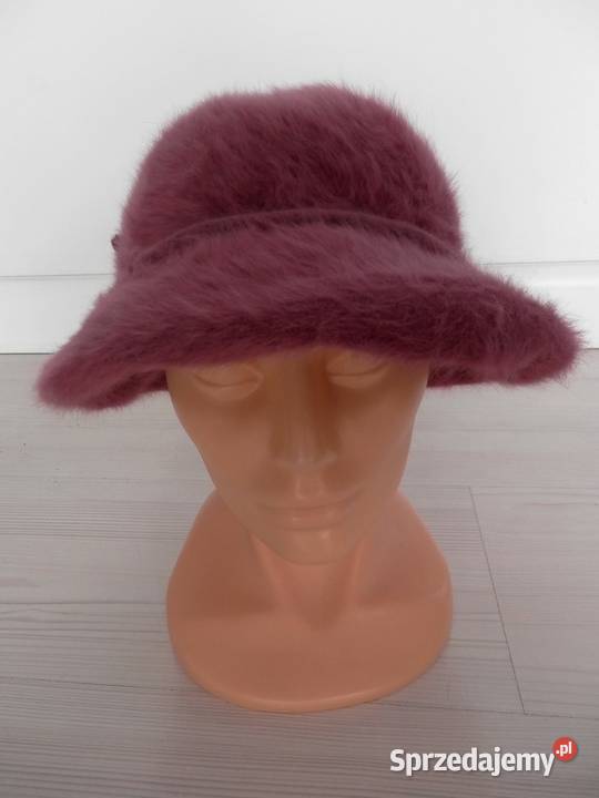 Czapka Wełniana Angora Lawendowa Kapelusz Bucket podlaskie Łomża