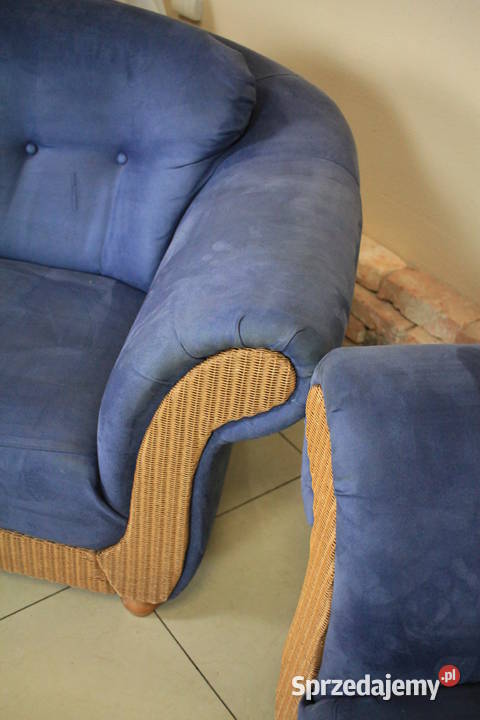 Piękny komplet materiał niebieski welur niebieski Pszczyna