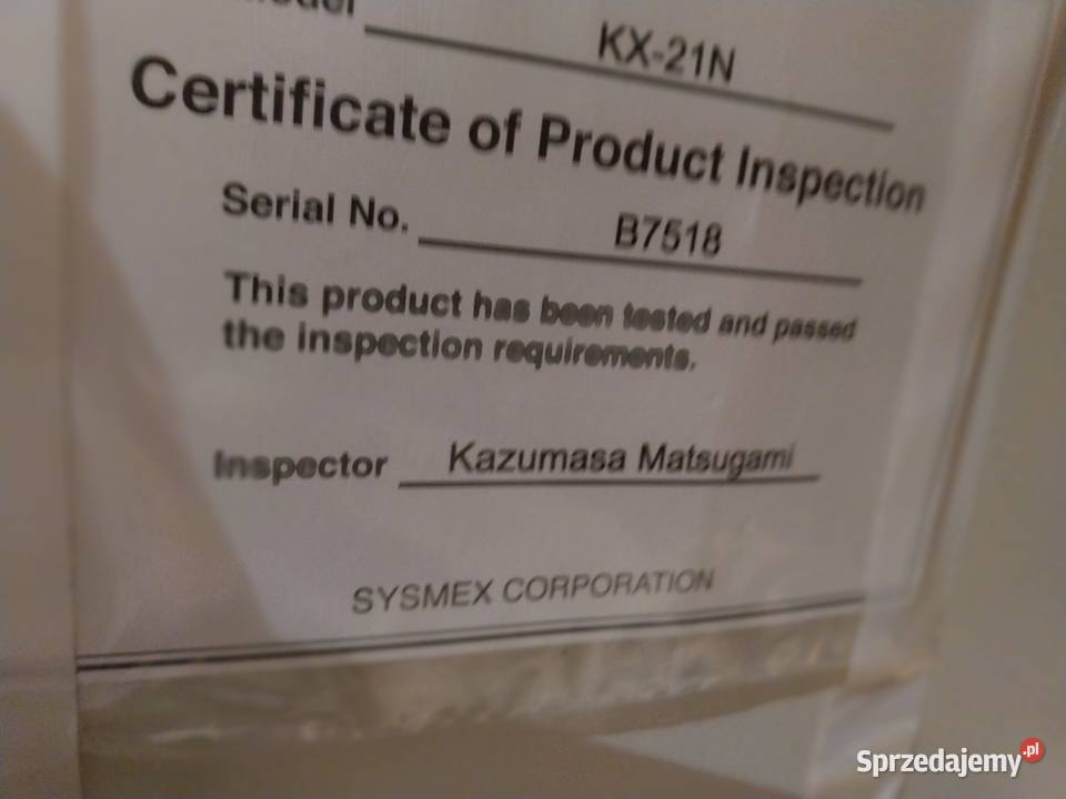 Analizator hematologiczny Sysmex KX 21N Gdańsk