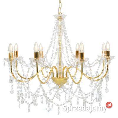 vidaXL Żyrandol z koralikami złoty 8 żarówek mazowieckie Warszawa