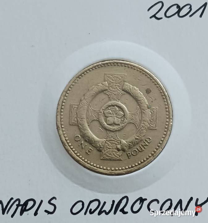 1 Funt W Brytania 2001 r odwrócony napis na Konin sprzedam