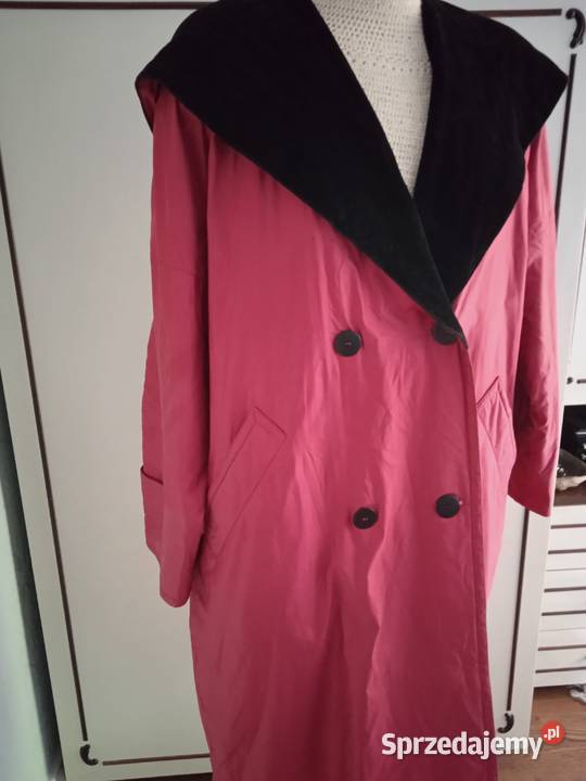 LEKKI ZIMOWY OCIEPLANY PŁASZCZ MALINOWY r 42 Piła