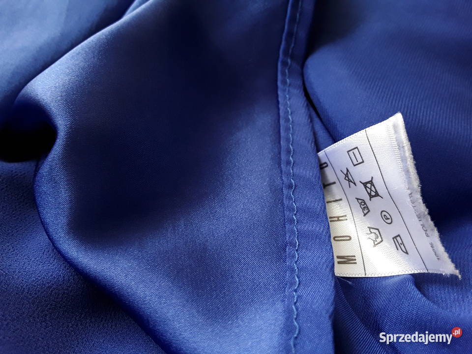 Zwiewna kobaltowa sukienka na jedno ramię r40 Rozkloszowana  Warszawa