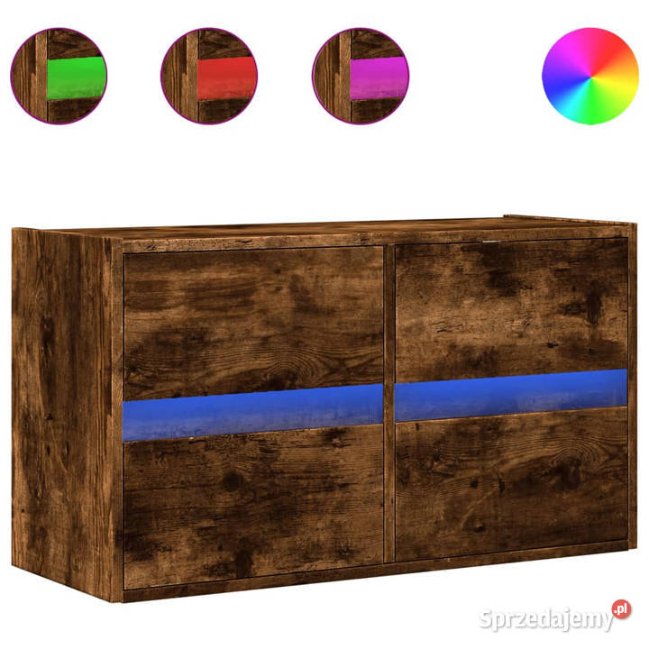 Ścienna szafka TV z LED przydymiony dąb 80x31x45 Warszawa sprzedam