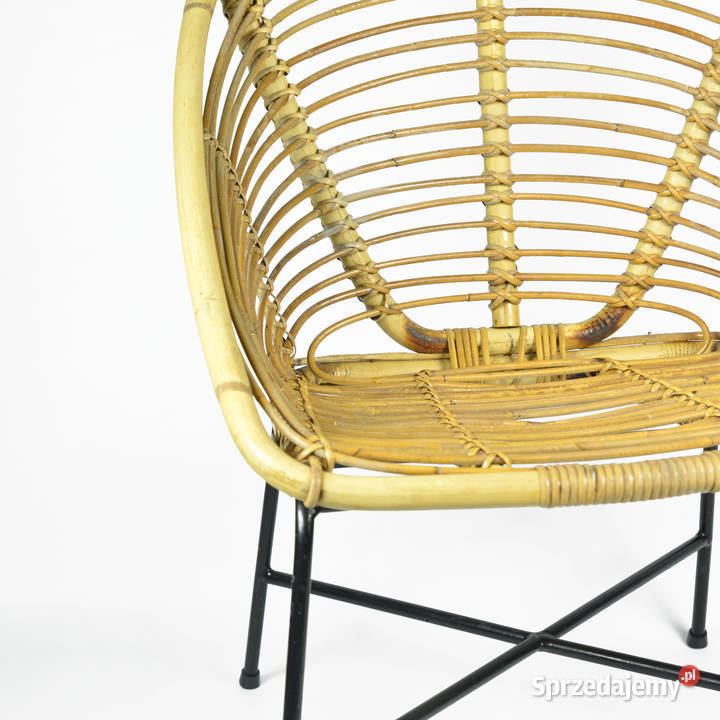 Rattanowy fotel kubełkowy Dania lata 60 mazowieckie Warszawa sprzedam