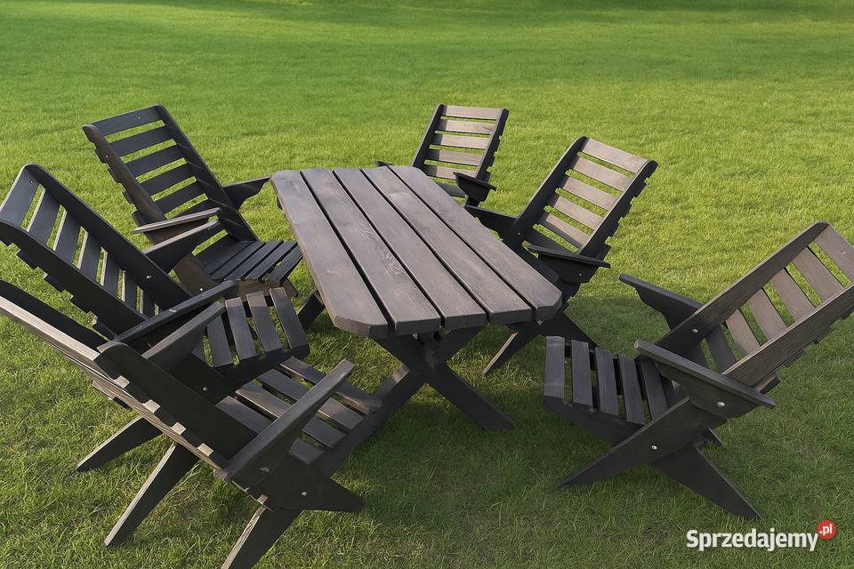 Składane meble ogrodowe drewniane stół 6 krzeseł