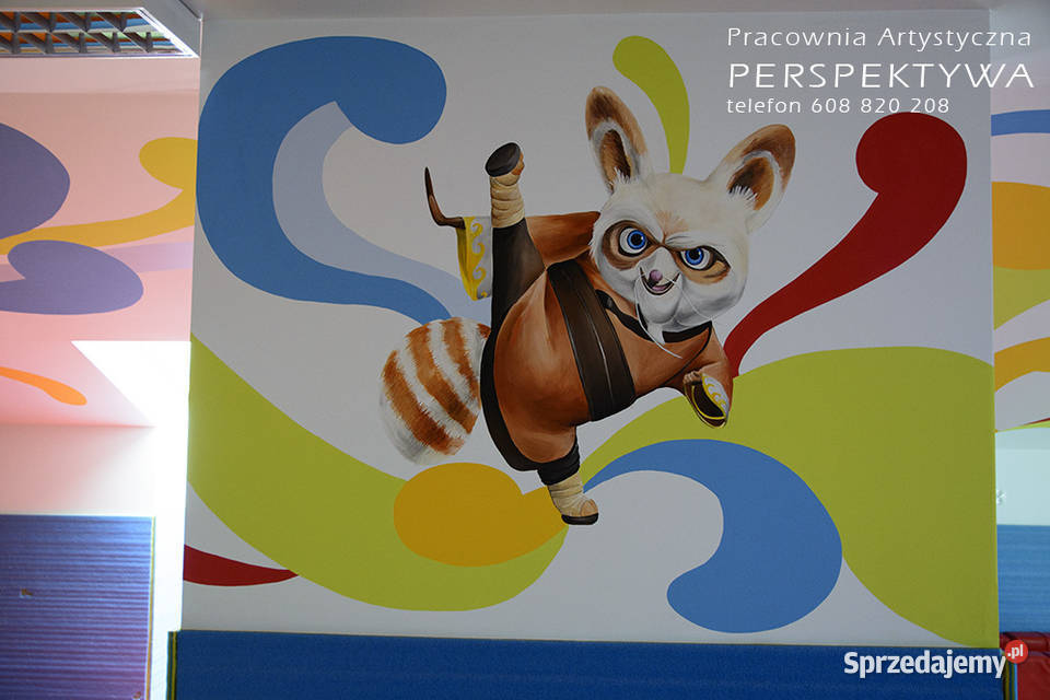 Mural malowany na ścianie graffiti reklama Poznań sprzedam