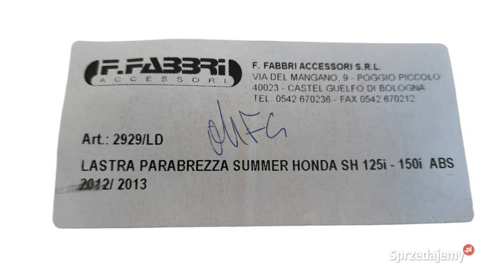 SZYBA OWIEWKA FABBRI HONDA SH 125 150 20122013 podlaskie Bielsk Podlaski