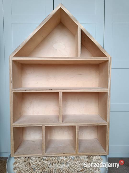 PÓŁKA Domek drewniany ozdobny Na zabawki kubki Brzostek