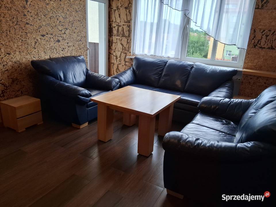 WYPOCZYNEK Z NATURALNEJ SKÓRY KLER BUKOWA SZAFKA Meble Łobez