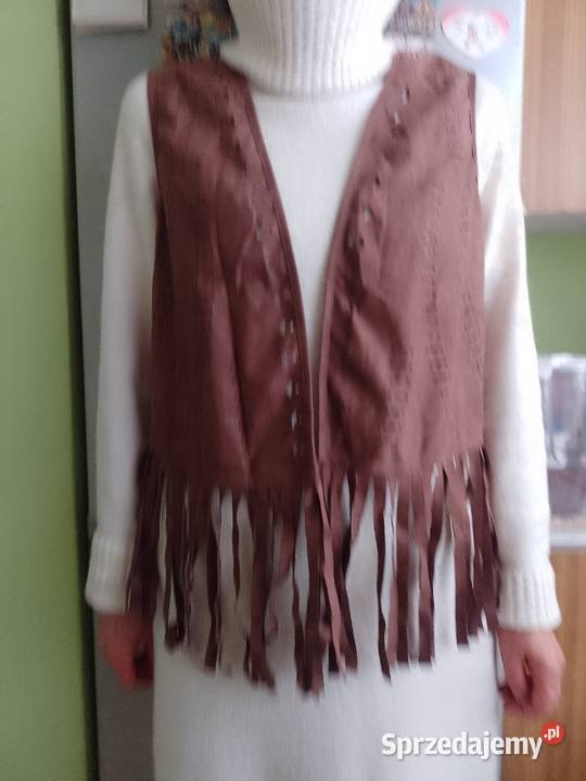 4042 LXL Brązowa kowbojska kamizelka z frędzlami Kraków