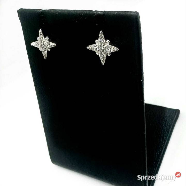 Nowe Srebrne Rodowane Kolczyki Próby 925 091g Zegarki i Biżuteria Elbląg