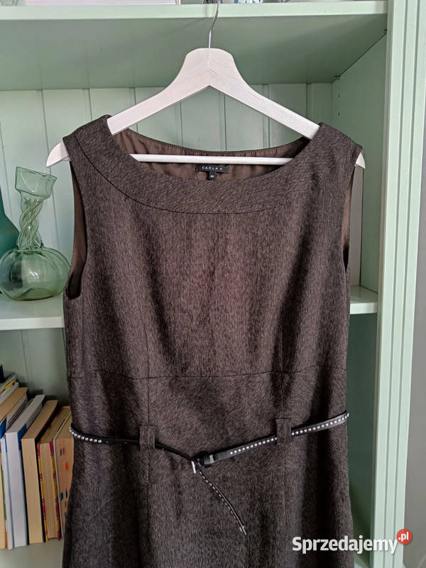 Czarna elegancka sukienka z paskiem Carla F r 40 Oborniki