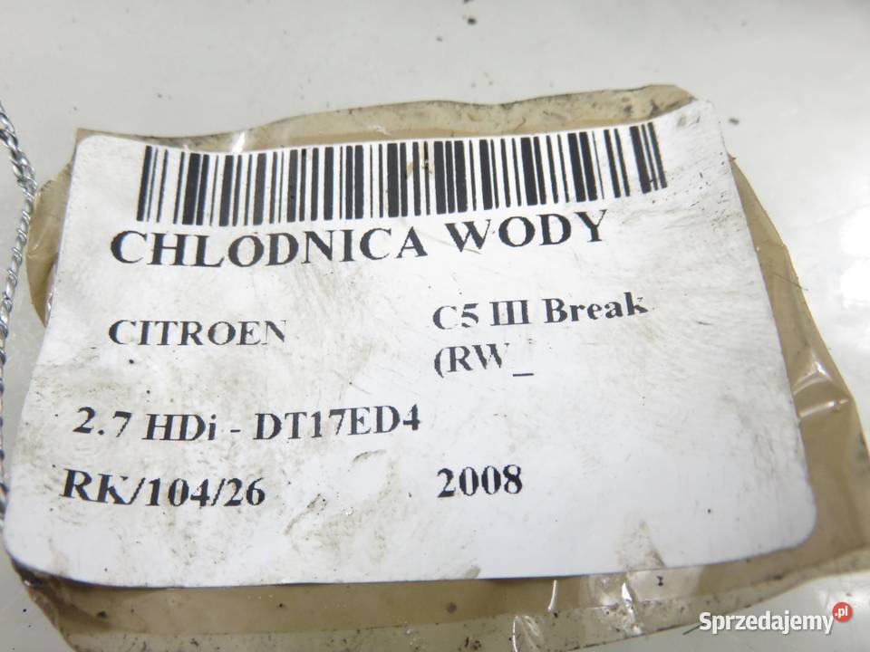 CHŁODNICA WODY CITROEN C5 III 27 HDi 9645610280 małopolskie