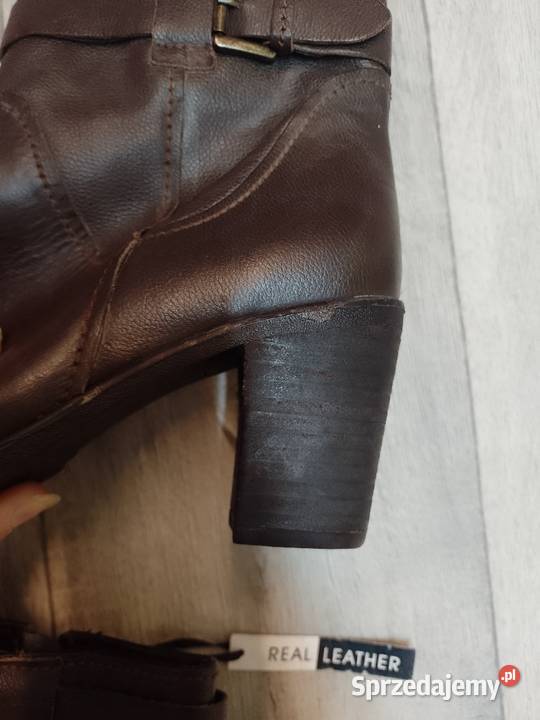 39 Real Leather Skórzane brązowe Botki biznesowe Kraków