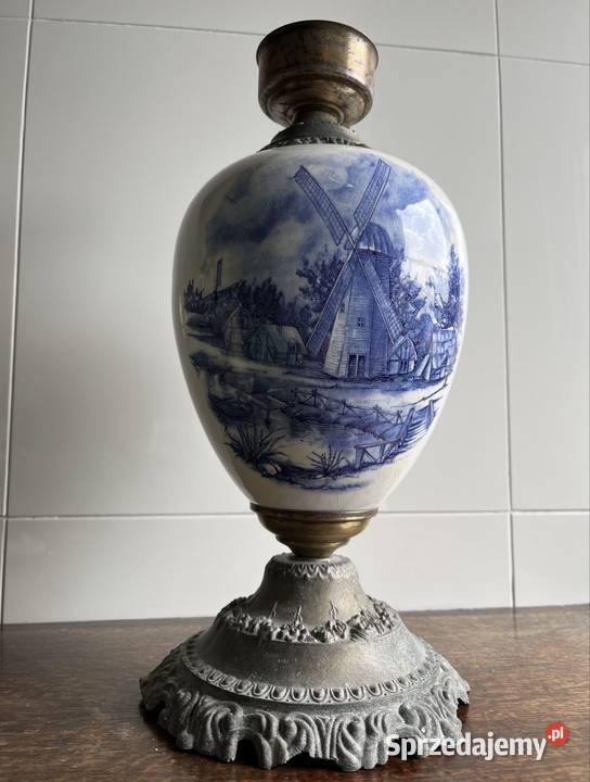 Antyk lampa holenderska naftowa stara porcelana Płock