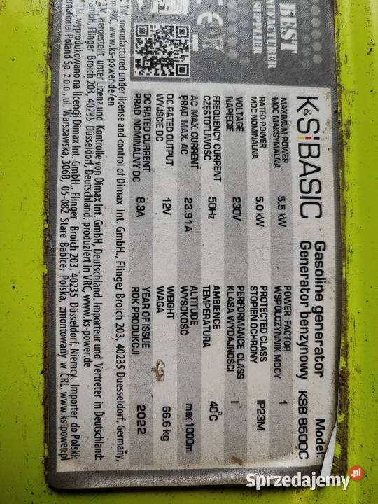 Agregat prądotwórczy benzynowy KNNER SHNEN KSB wielkopolskie Sośnie