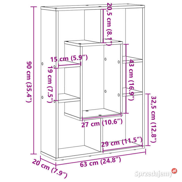 Regał na książki dąb artisian 63x20x90 WM858146 Warszawa sprzedam