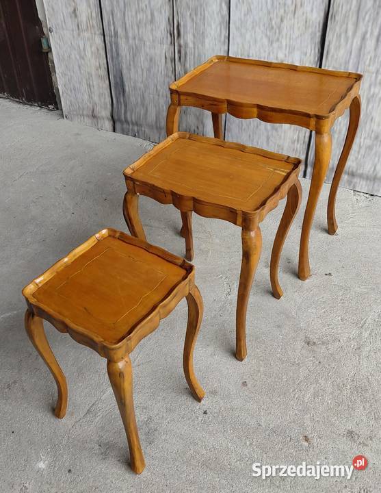 stoliki trojaki styl Ludwik dębowe 261