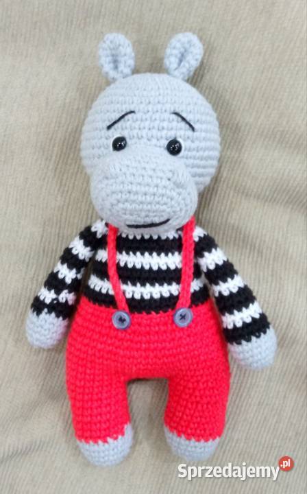 Hipopotam wykonany na szydełku Łask